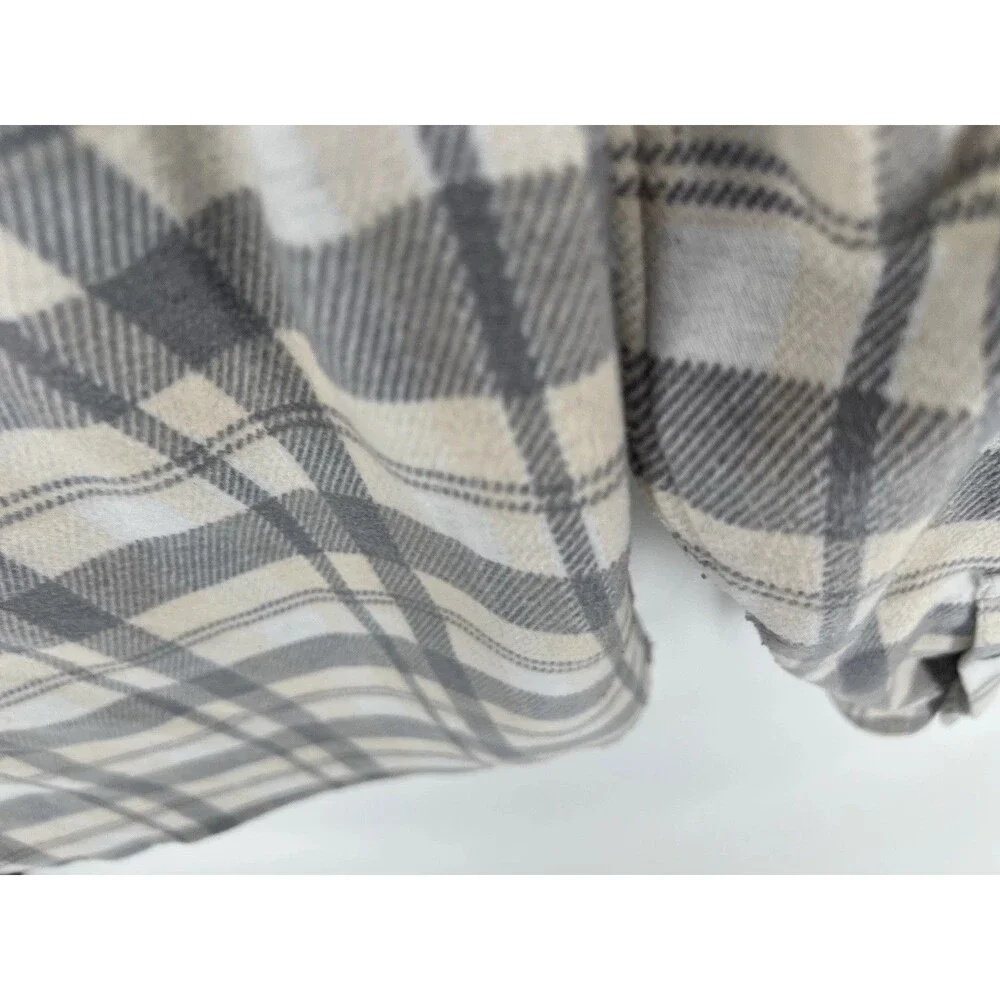 J.Crew Shirt Mens Medium Beige Gray Plaid Flannel Long Sleeve Button Front